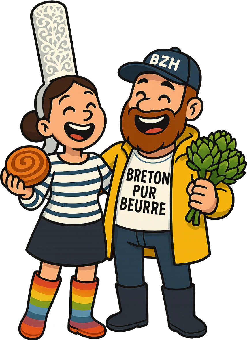 Autocollant "Le Couple Breton : Kouign Amann & Artichauts"