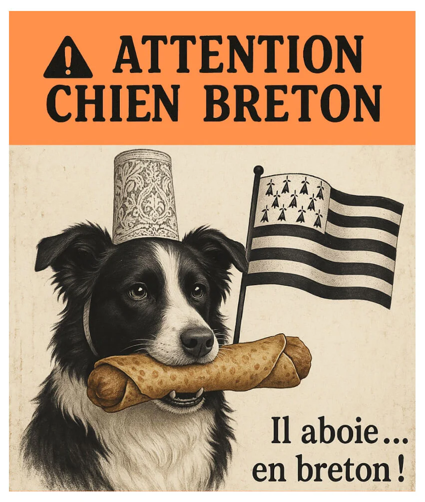 Autocollant "Attention Chien Breton – Il aboie en breton !" – Image 2